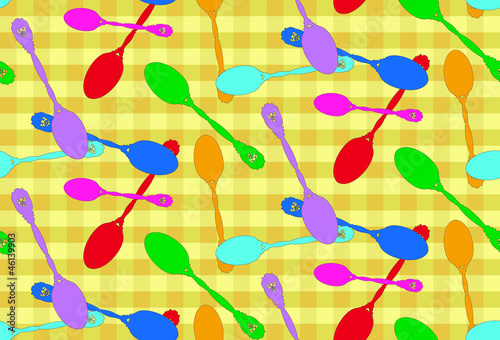 Seamless background with spoons