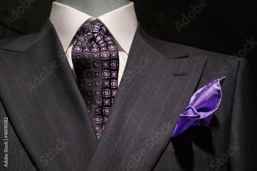 Striped Jacket, Patterned Tie and Purple Handkerchief (Horizonta