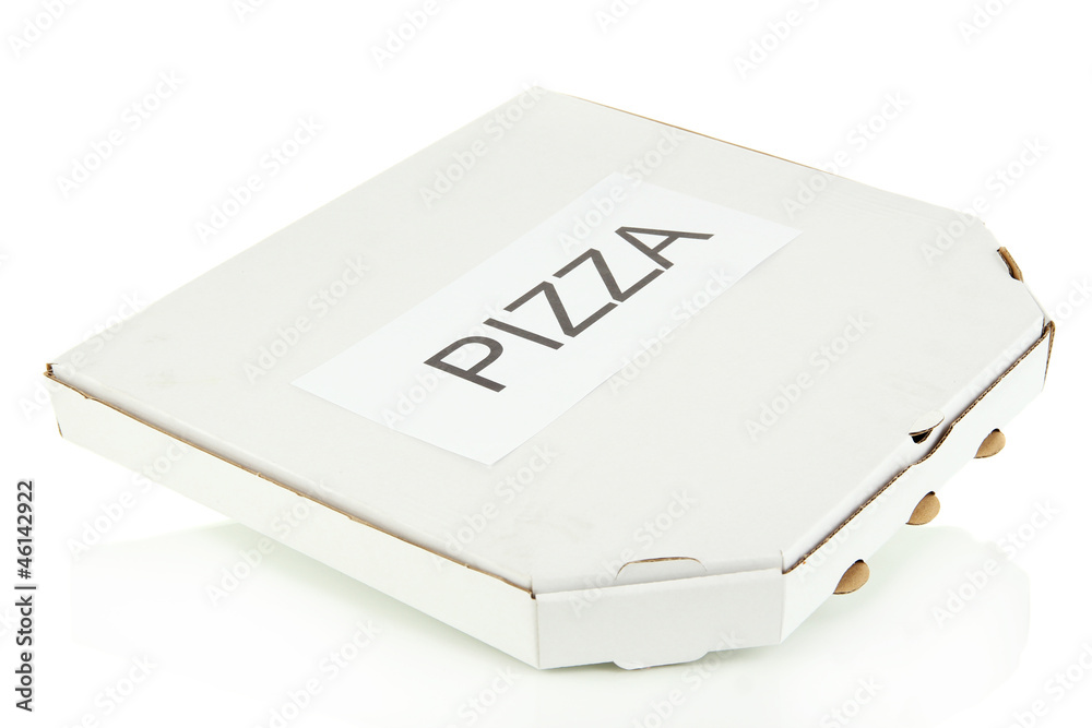 closed box with pizza isolated on white closed box with pizza isolated on white