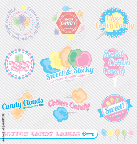 Vector Set: Vintage Cotton Candy Labels and Icons