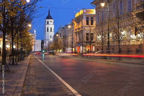 Gediminas Avenue in Vilnius at night