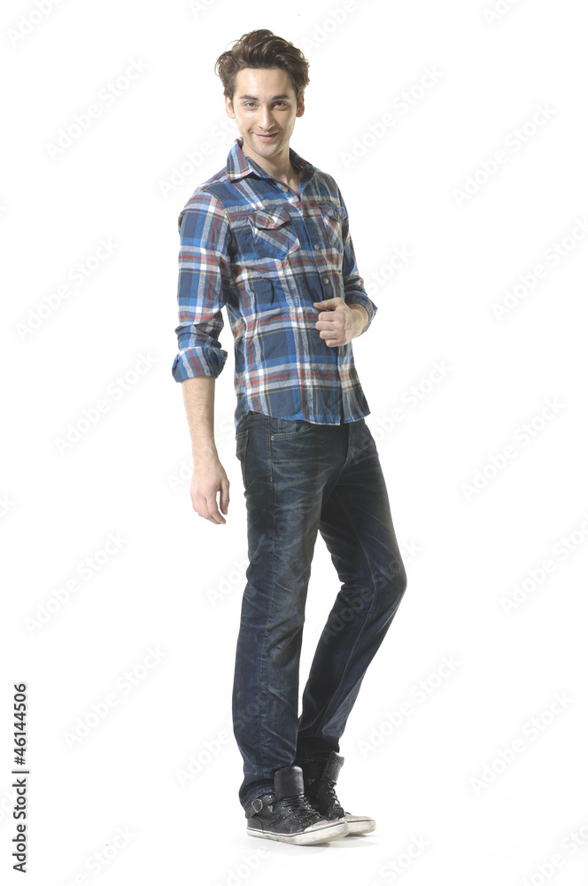 Casual young man standing - isolated over Casual young man standing - isolated over