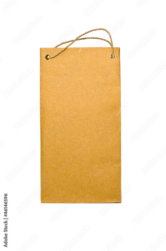 Brown paper bag on white background