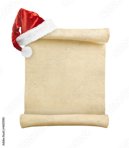 Blank christmas scroll witch Santa hat