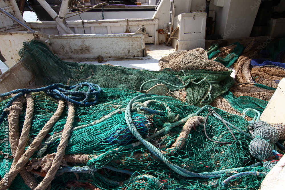 nets and fishing gear at sea