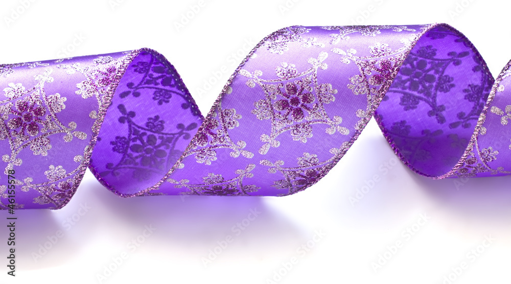 Beautiful  purple ribbon isolated on white