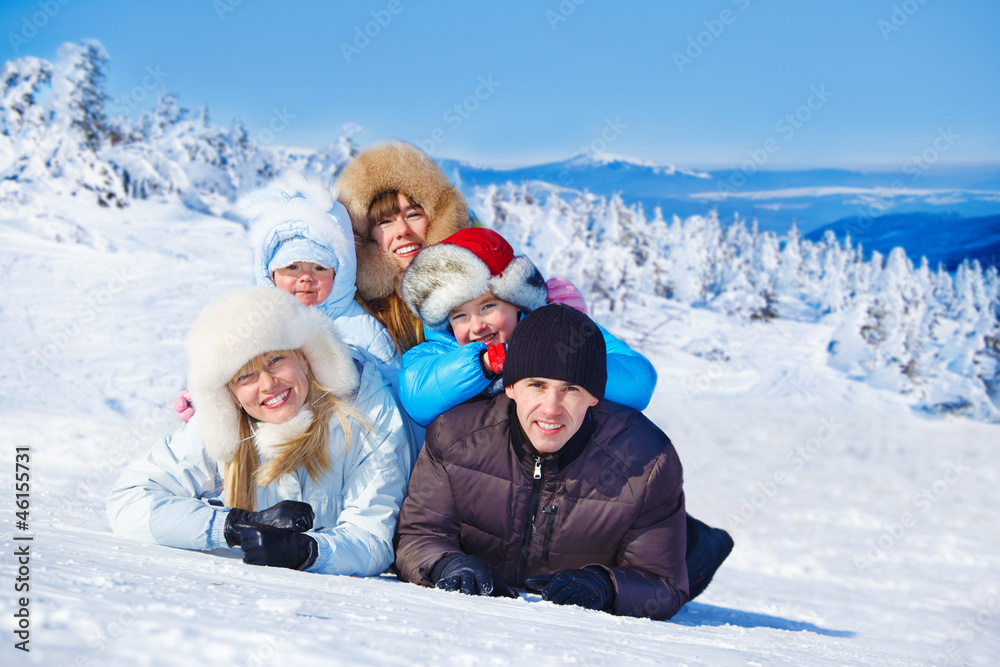 Cheerful parents and kids