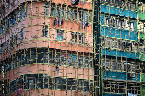 bamboo scaffolding of repairing old building