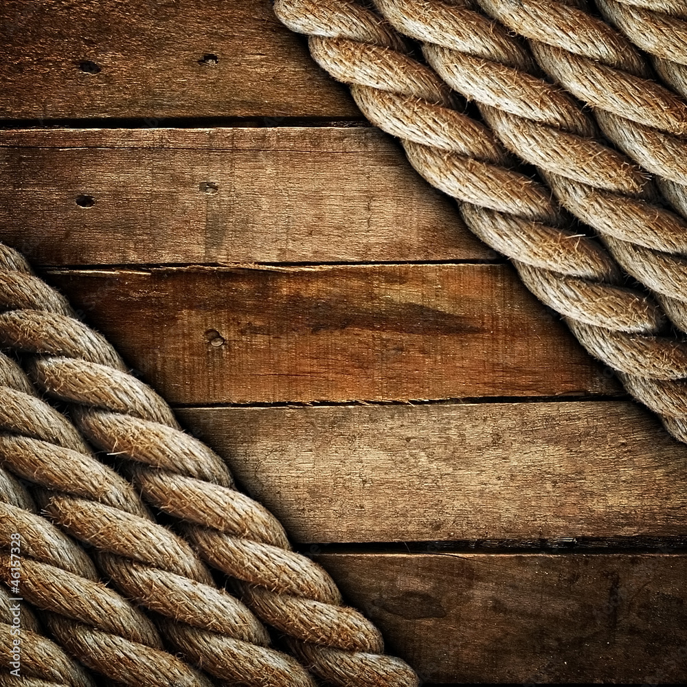 Fototapeta premium old wood plank with rope