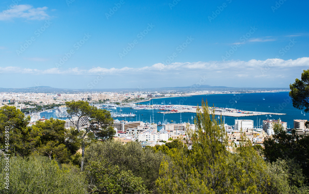 Aerial view of Palma de Mallorca in Majorca Balearic islands