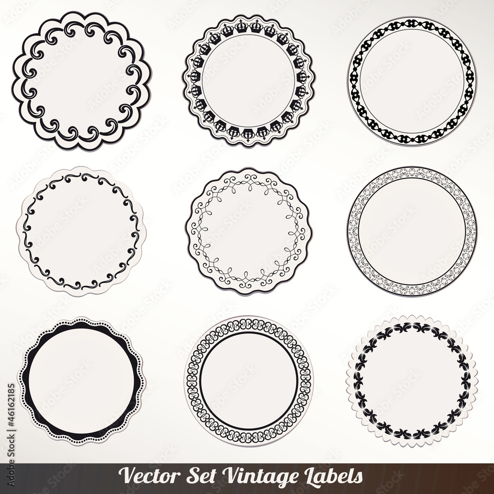 Vector Frame labels Set ornamental vintage decoration