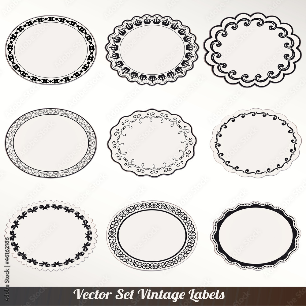 Vector Frame labels Set ornamental vintage decoration