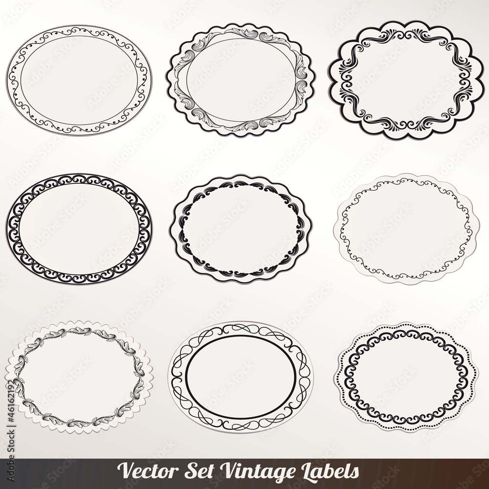 Vector Frame labels Set ornamental vintage decoration