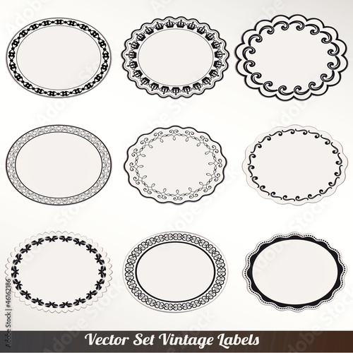 Vector Frame labels Set ornamental vintage decoration