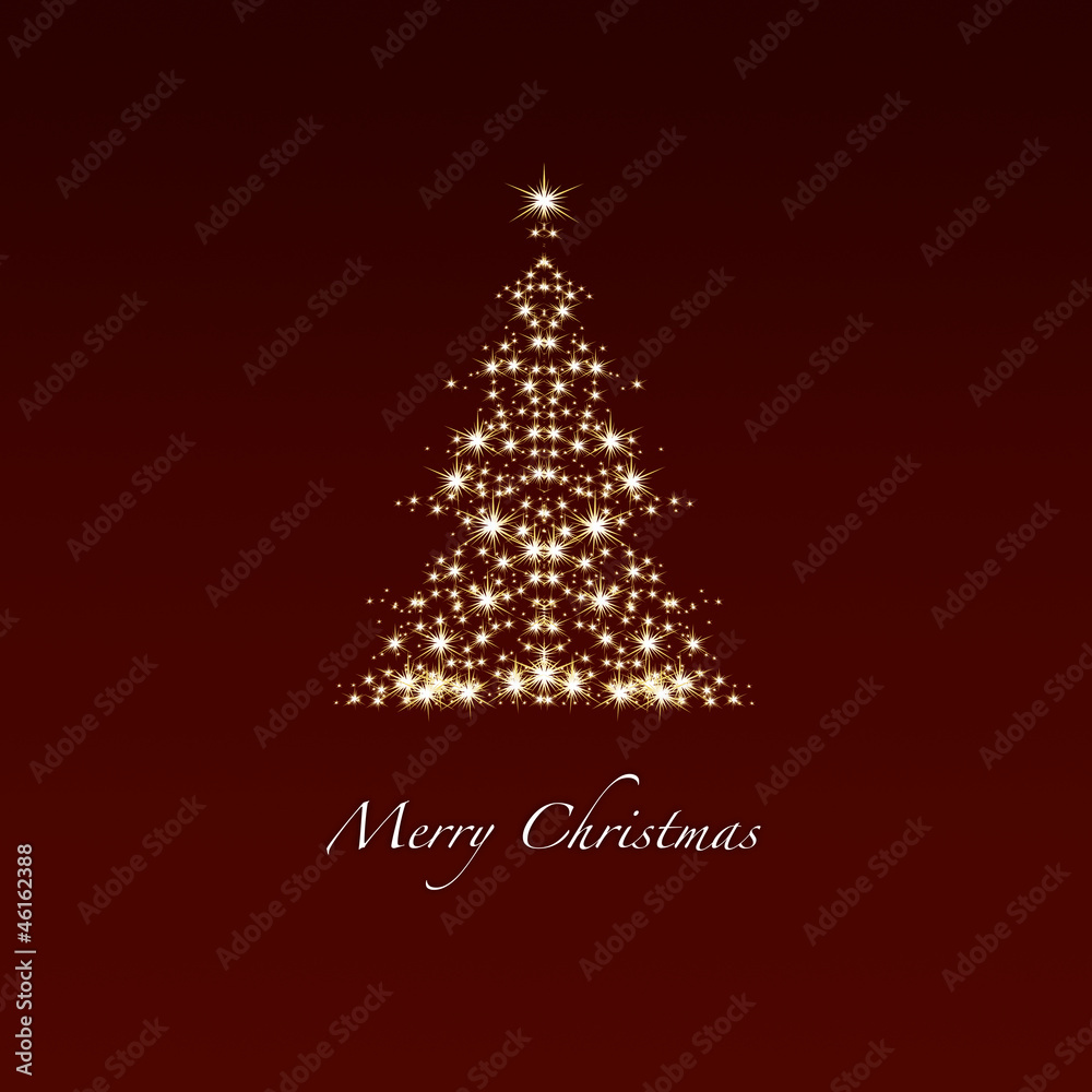 Merry Christmas - Hintergrund - Baum - Sterne - Rot/Gold Merry Christmas - Hintergrund - Baum - Sterne - Rot/Gold