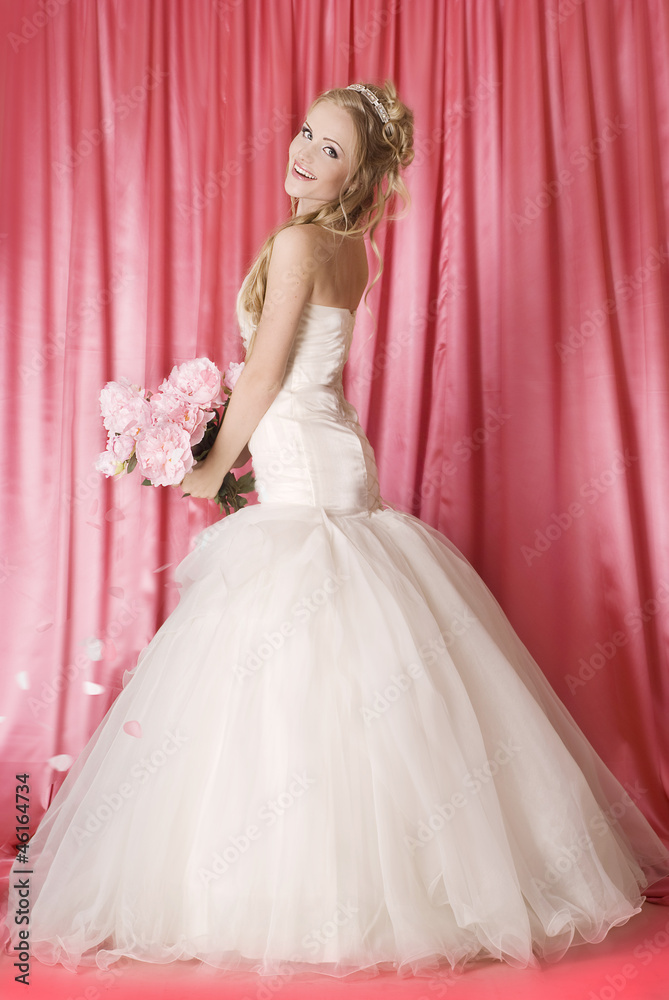 beautiful bride on pink background beautiful bride on pink background