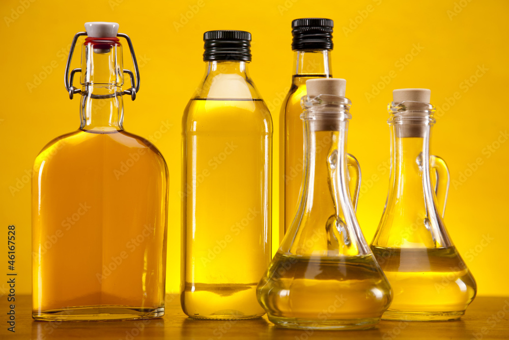 Olive oil and olives set