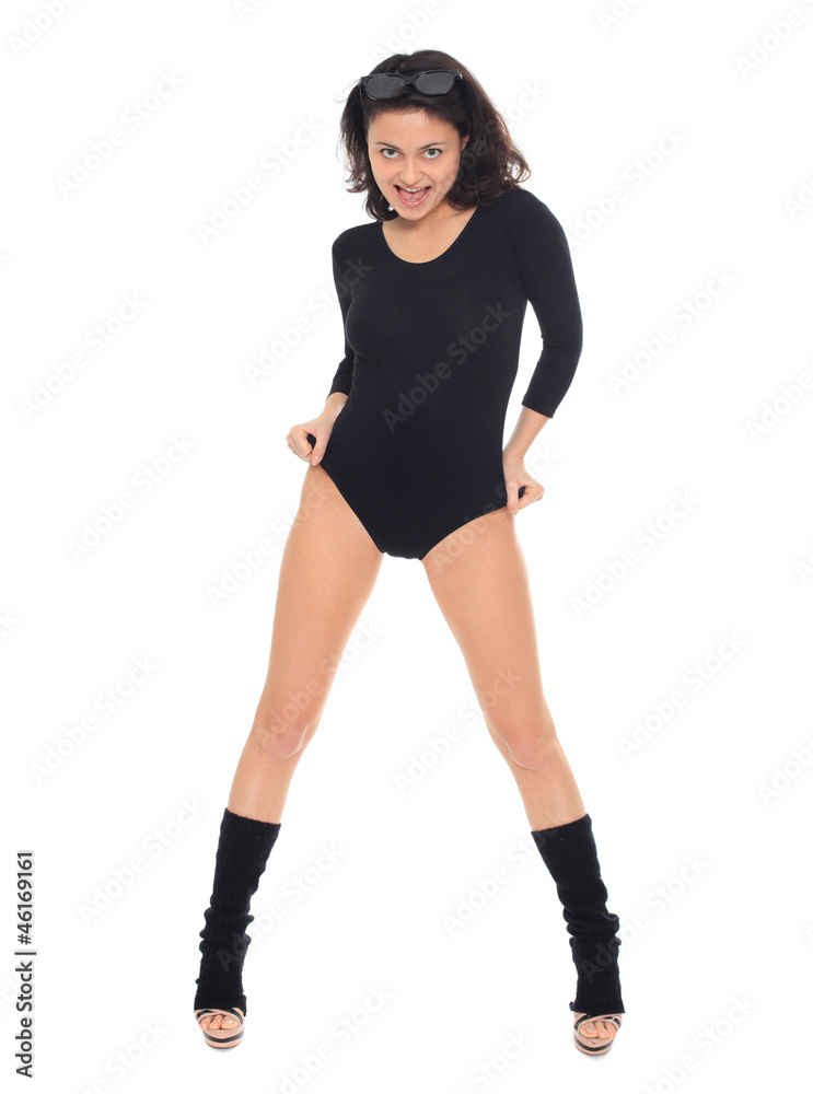 Fototapeta premium Beautiful woman dancer. Isolated on white background