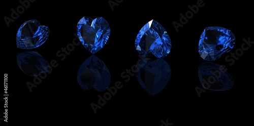 Gemstone shape of heart. Blue sapphire