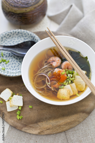 Asian soba noddle soup