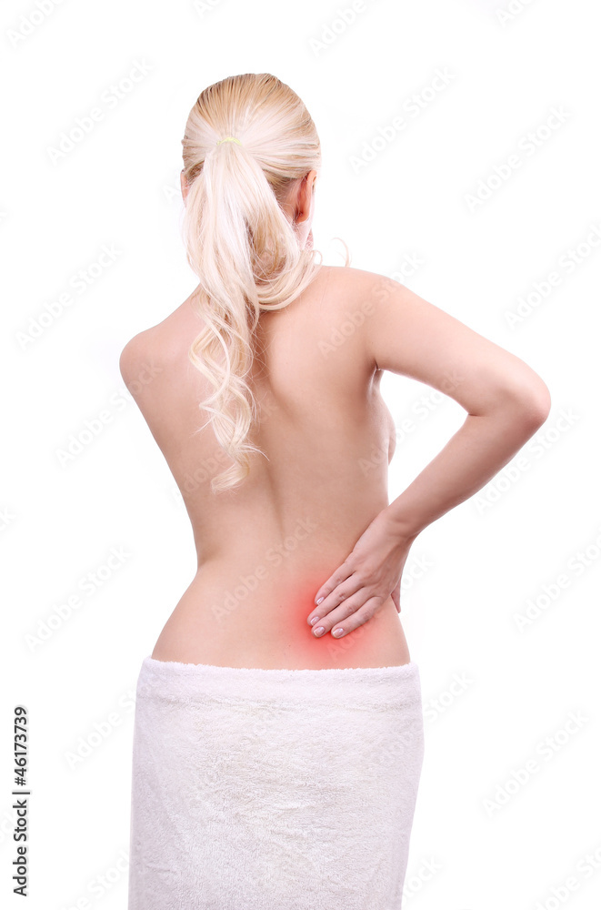 Fototapeta premium sexy back of blond woman with backache isolated