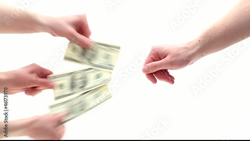 Hands giving and taking dollars