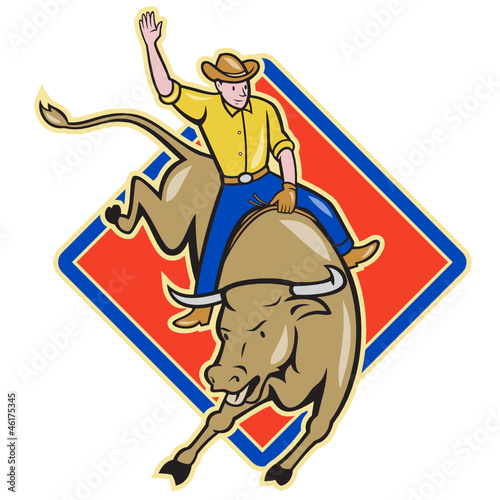Rodeo Cowboy Bull Riding Cartoon