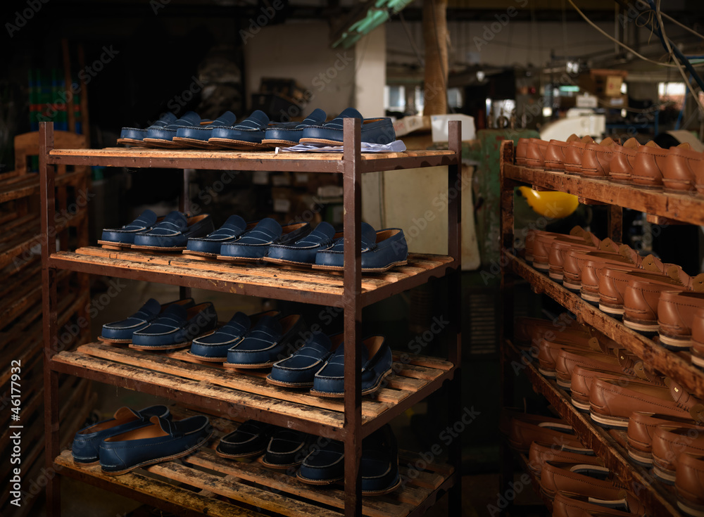 detail of shoe storage in a factory detail of shoe storage in a factory