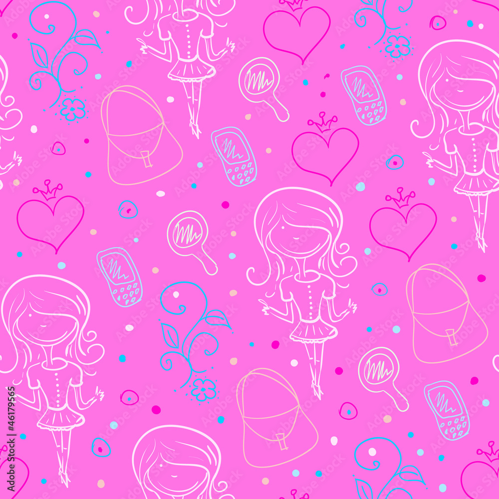 Seamless pattern of pink for girls Seamless pattern of pink for girls