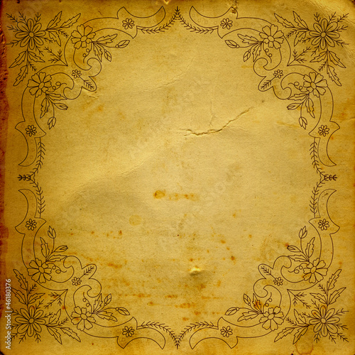 Conceptual brown old paper frame background