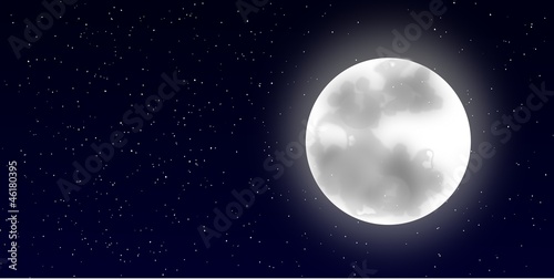 Picture of full moon over the starry night