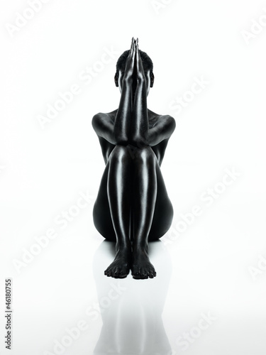 black and white nude woman geometric position