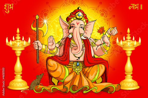 vector illustration of Lord Ganesha for Deepawali