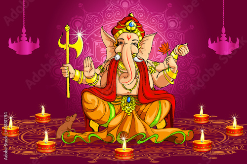 vector illustration of Lord Ganesha for Deepawali