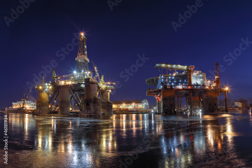 Oil Rigs at night