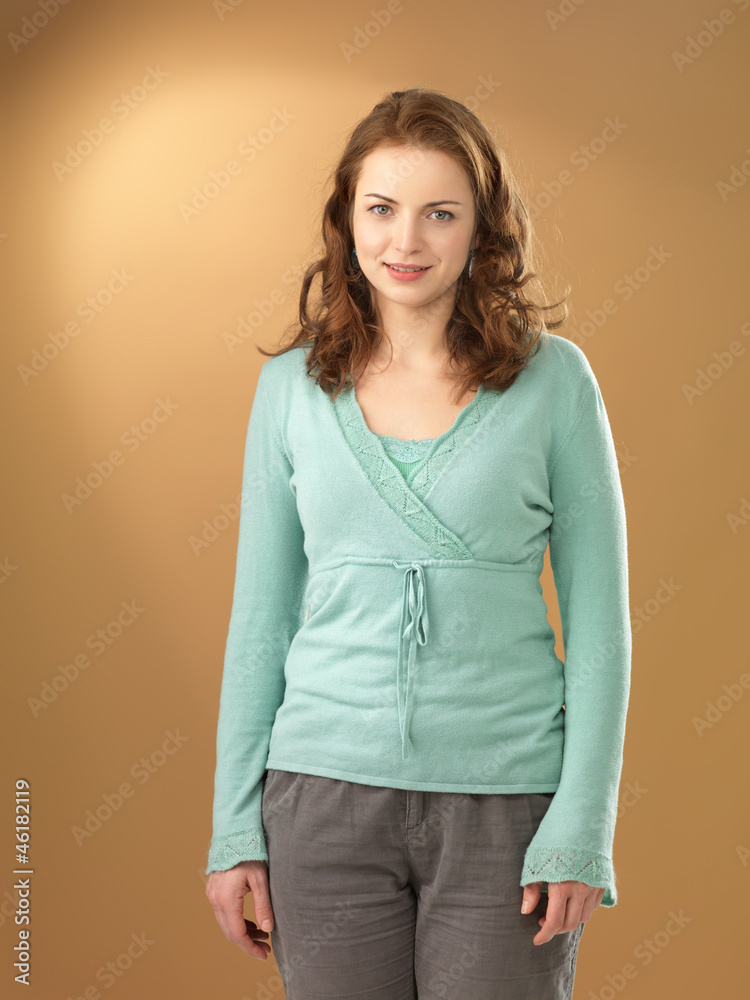 studio portrait of beautiful, young woman studio portrait of beautiful, young woman