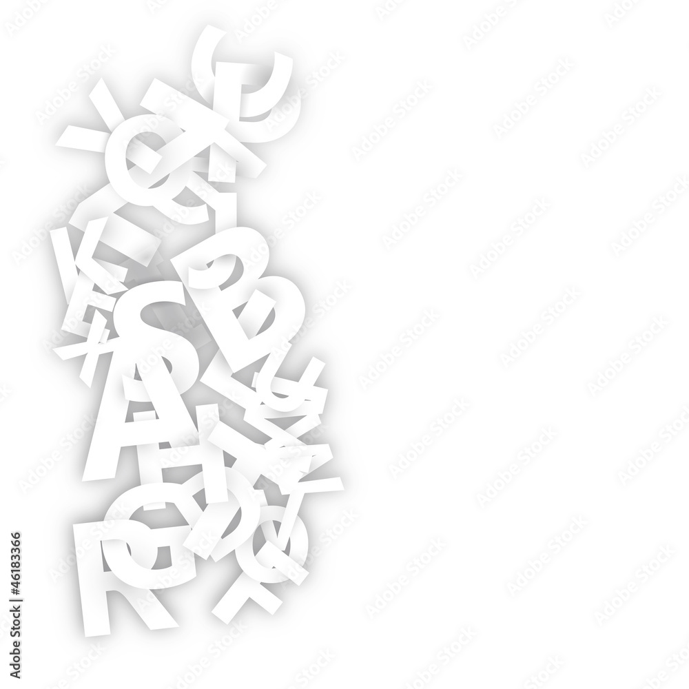 Abstract white Alphabet on white background # Vector Stock Vector