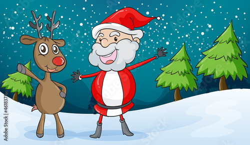 a santa claus and a reindeer