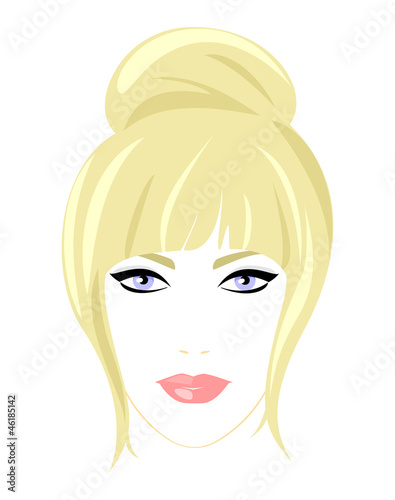 Face of beautiful blonde woman with blue eyes.