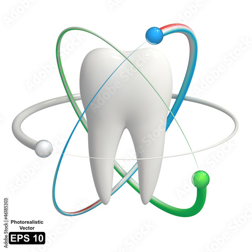 Protected tooth - realistic 3d vector icon