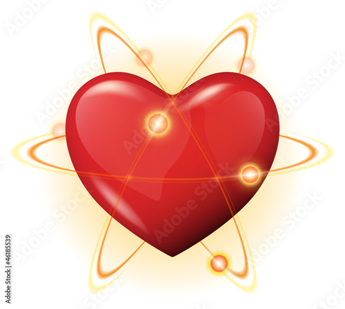 3d heart protection vector icon - atom power