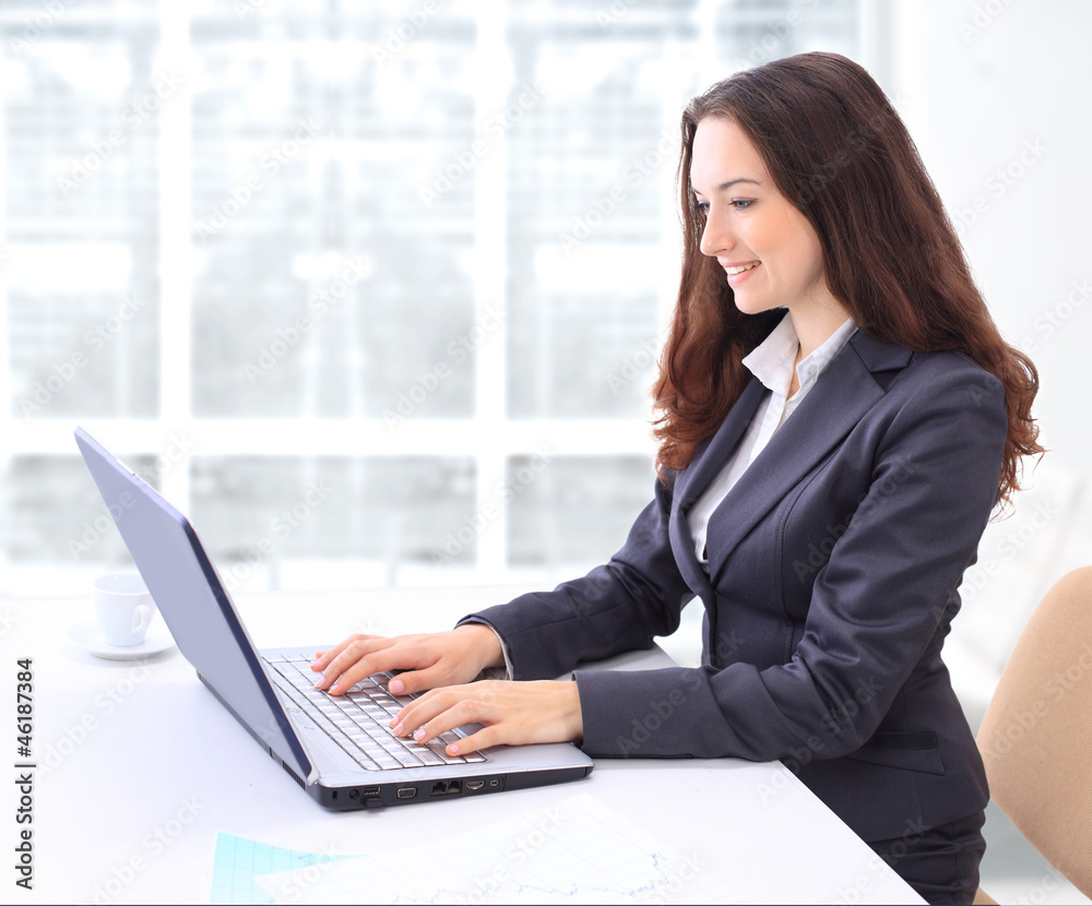 Thoughtful business woman in the office for a Thoughtful business woman in the office for a