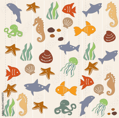 Seamless ocean life pattern 2