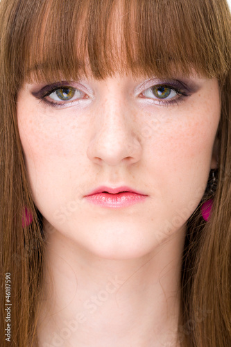 Closeup portrait of a beautiful female model