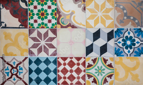 Colorful set of Portuguese ornamental tiles