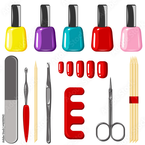Colorful manicure vector set