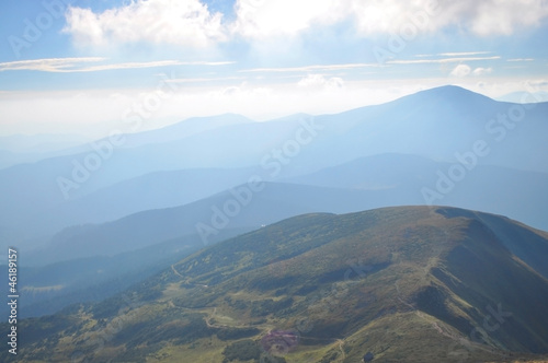 mountain, sky,rock, aerial perspective,