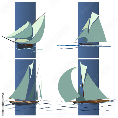 Simple vector group of ship with sails.