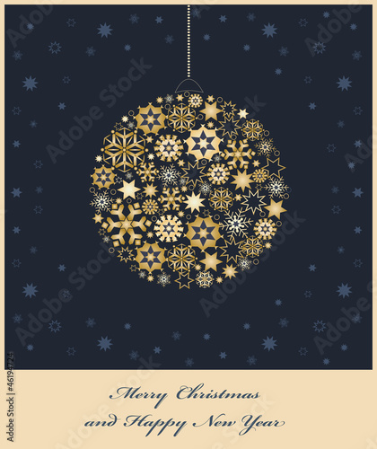 Fir tree bauble from golden snowflakes