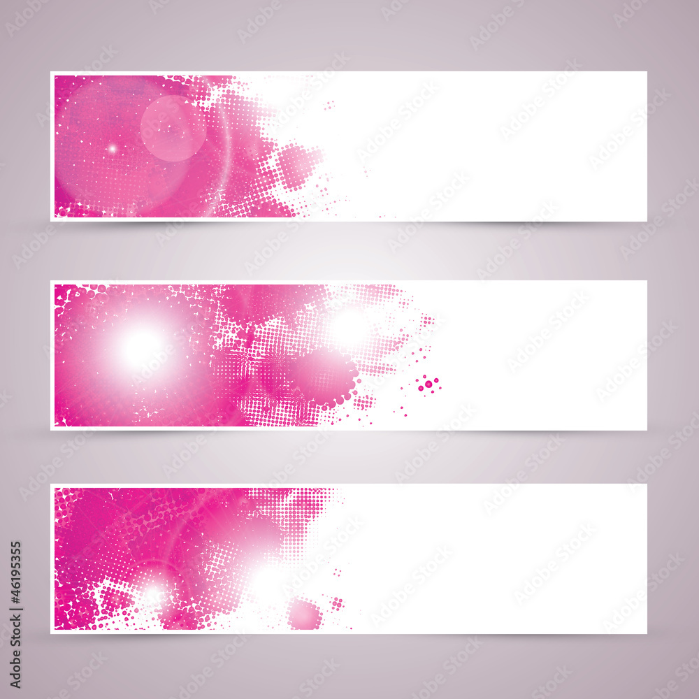 Three pink party advertisement banners vector eps10